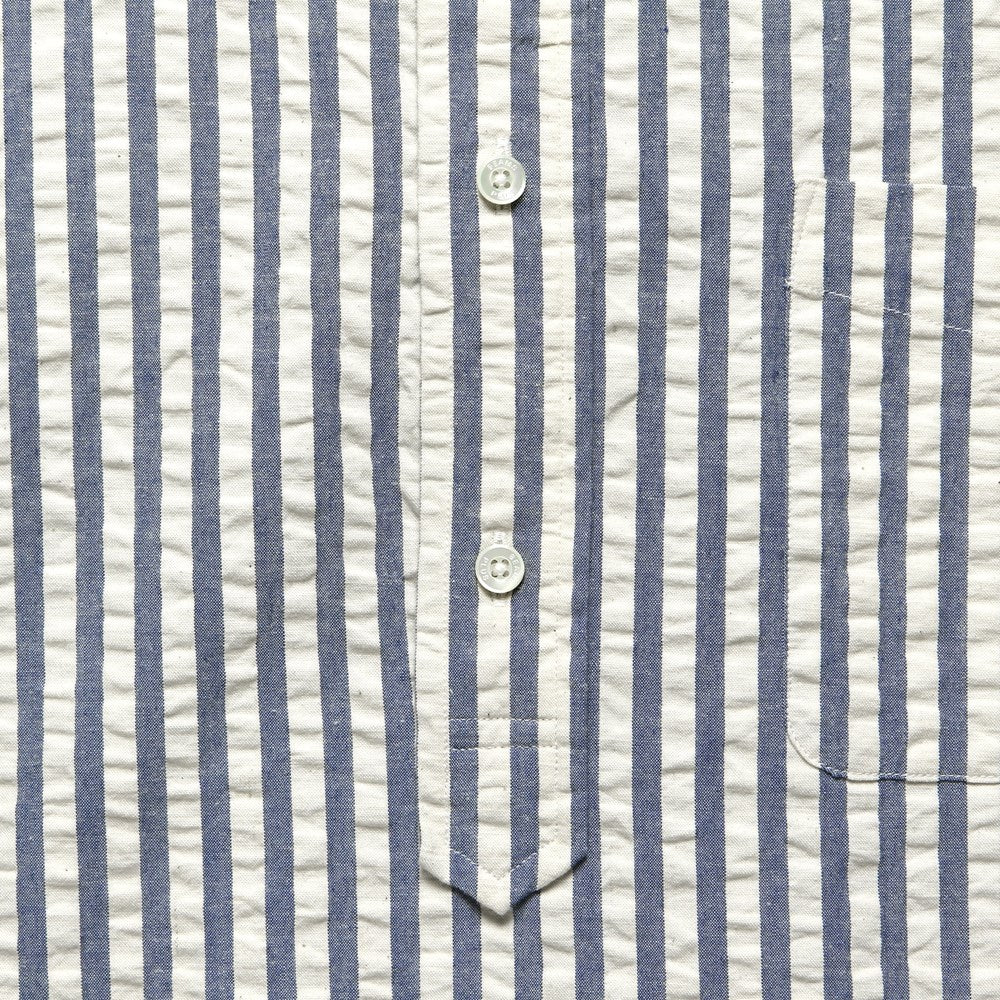Pullover Short Sleeve Seersucker Shirt - Indigo Stripe - BEAMS+ - STAG Provisions - Tops - S/S Woven - Stripe