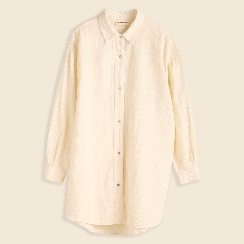 Atelier Delphine Oversized Overlay Gauze Shirt - Kinari