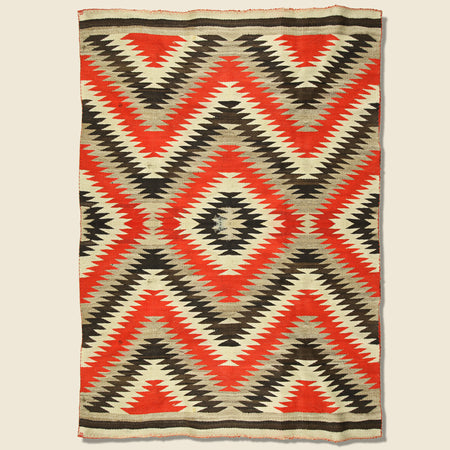 Hand-Woven Navajo Wool Rug - Red/Black/Grey/Cream