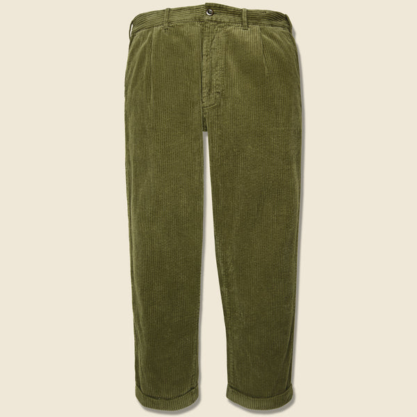 Rugged Corduroy Standard Pleated Pant - Olive