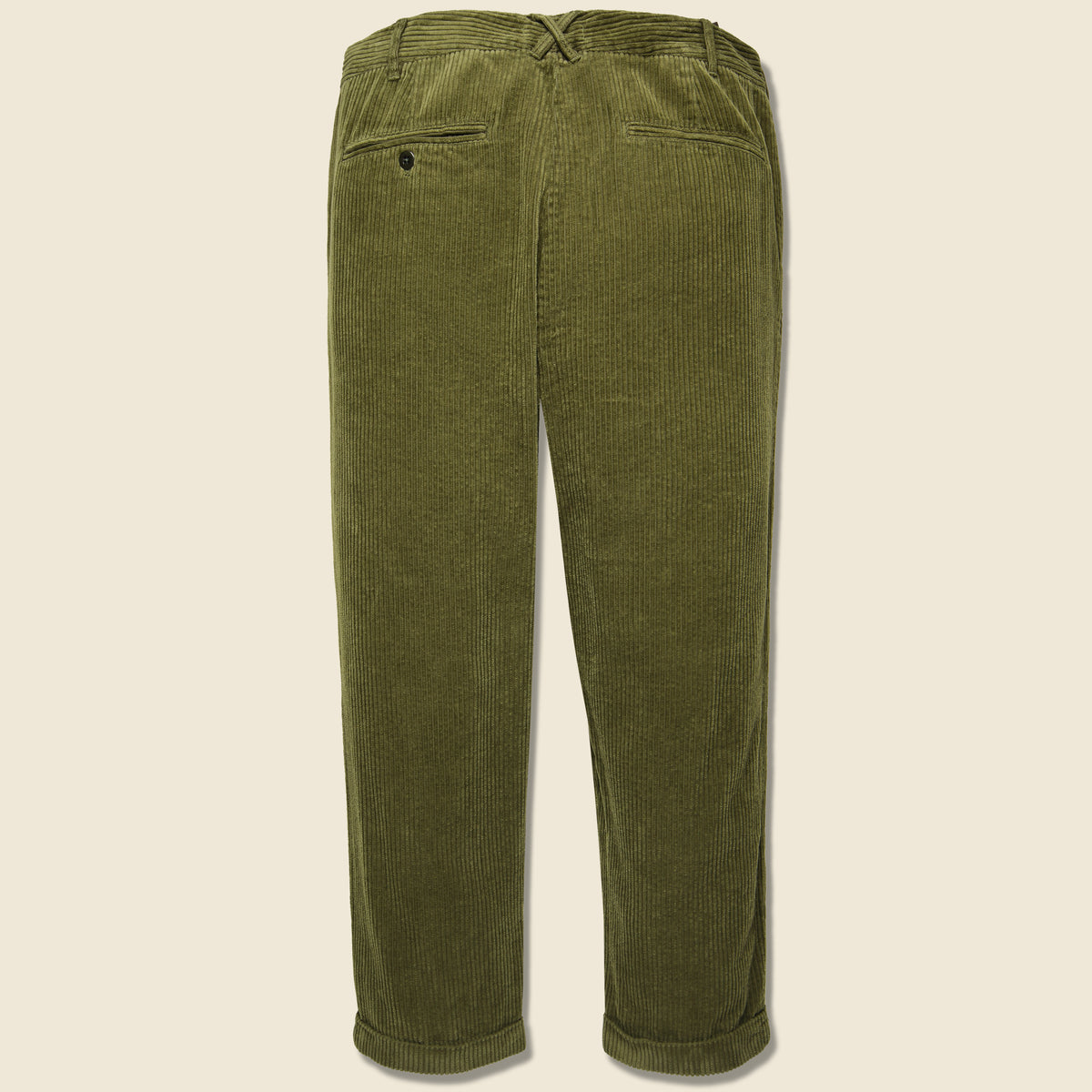 Rugged Corduroy Standard Pleated Pant - Olive