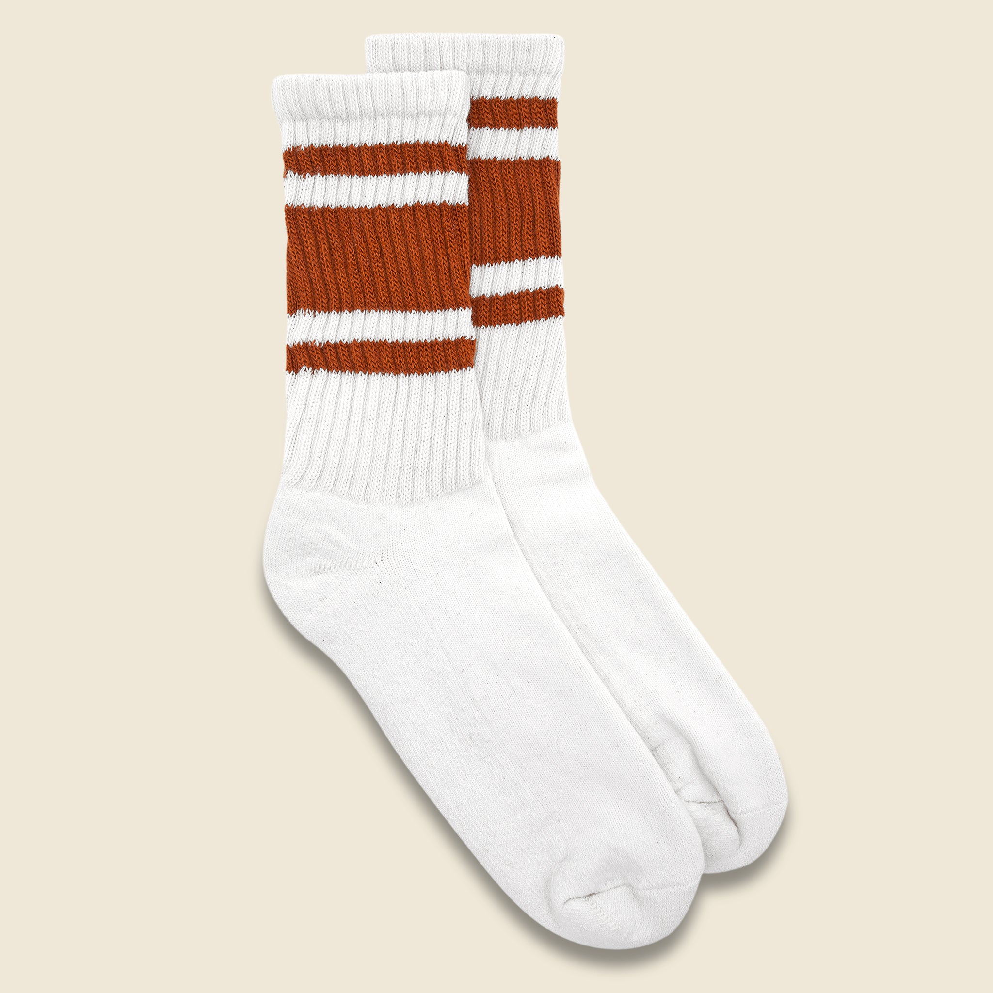 Retro Mono Stripe Crew Sock - Texas Orange