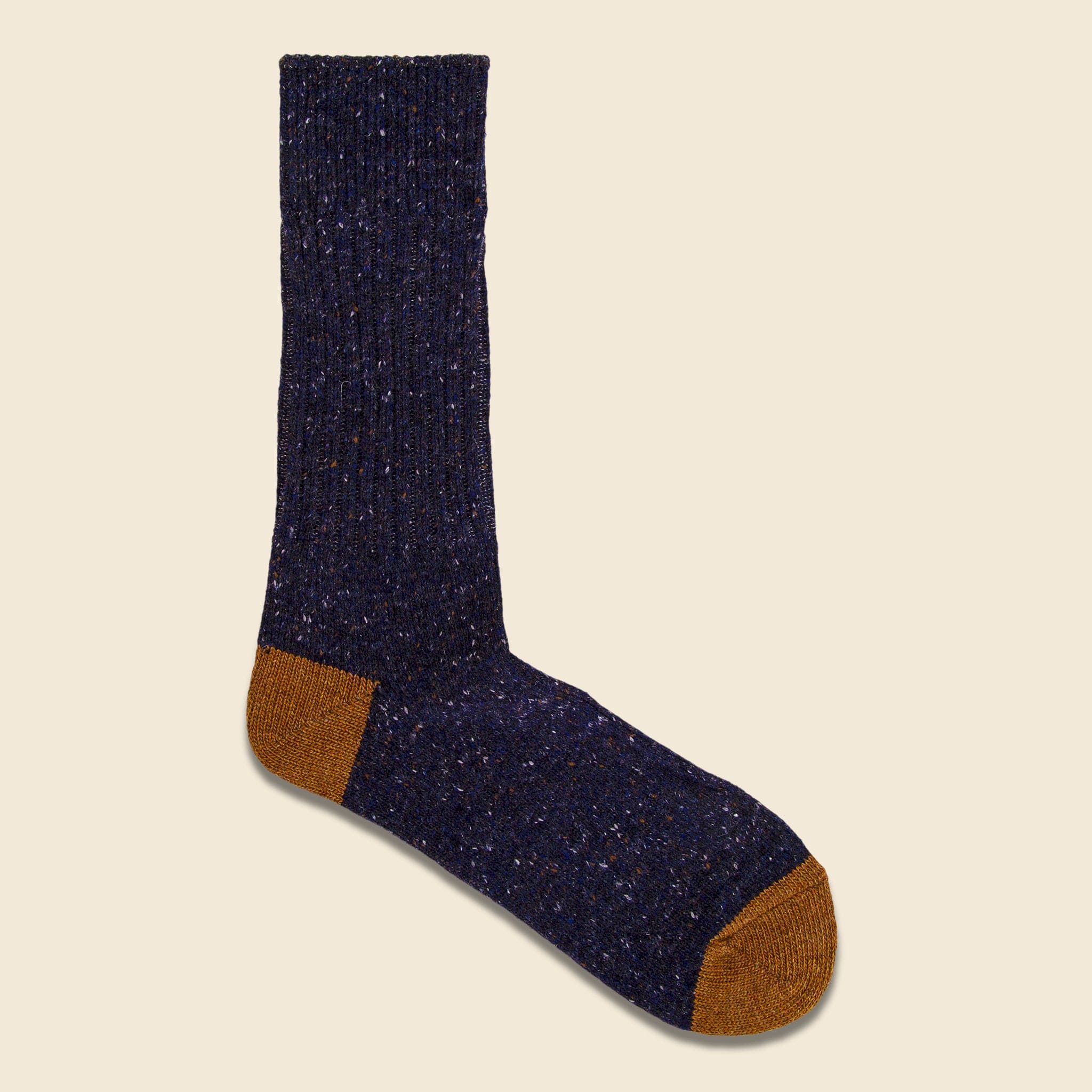 Tweed Nep Crew Sock - Navy