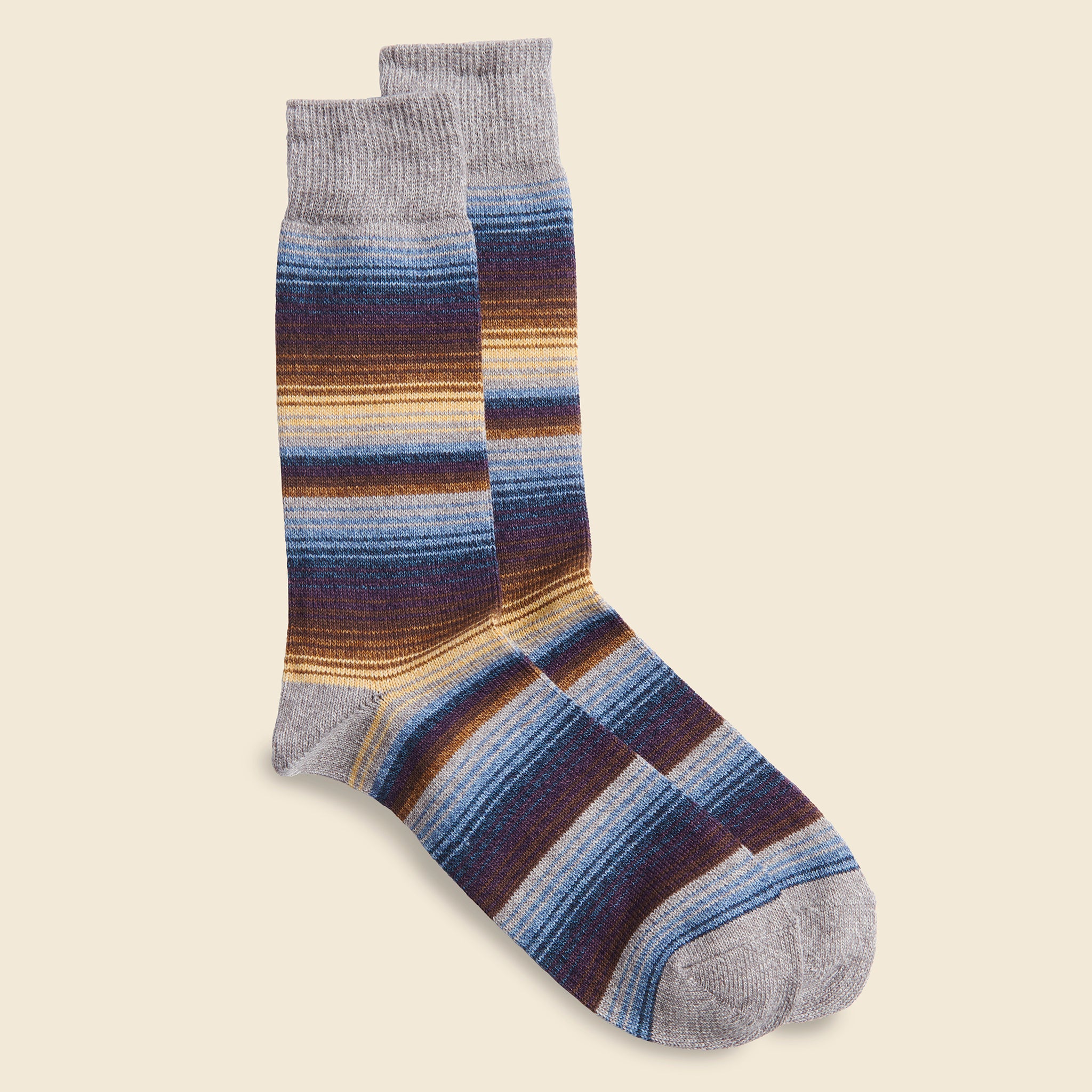 Blanket Stripe Crew Sock - Medium Grey - Anonymous Ism - STAG Provisions - Accessories - Socks