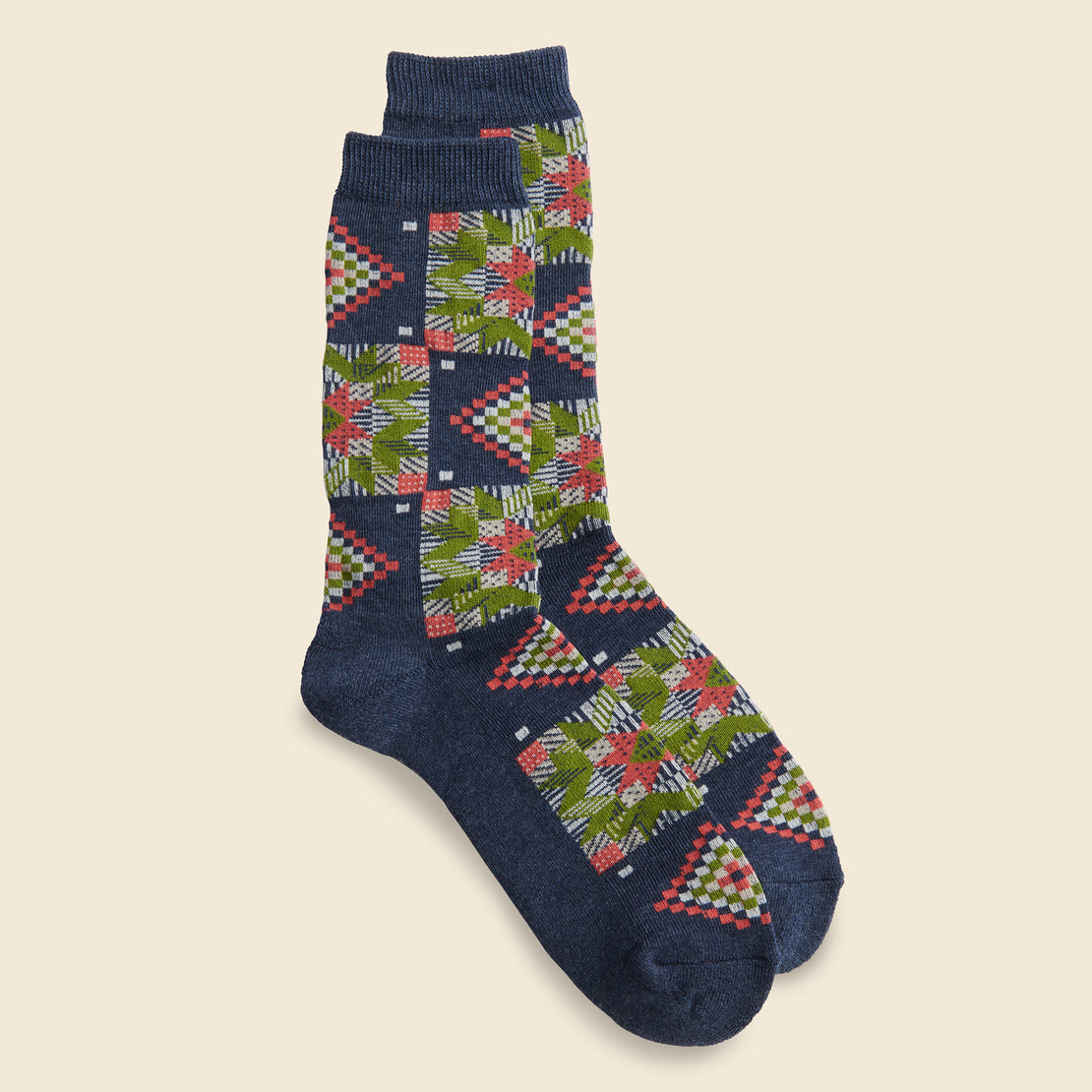American Quilt Crew Sock - Indigo - Anonymous Ism - STAG Provisions - Accessories - Socks
