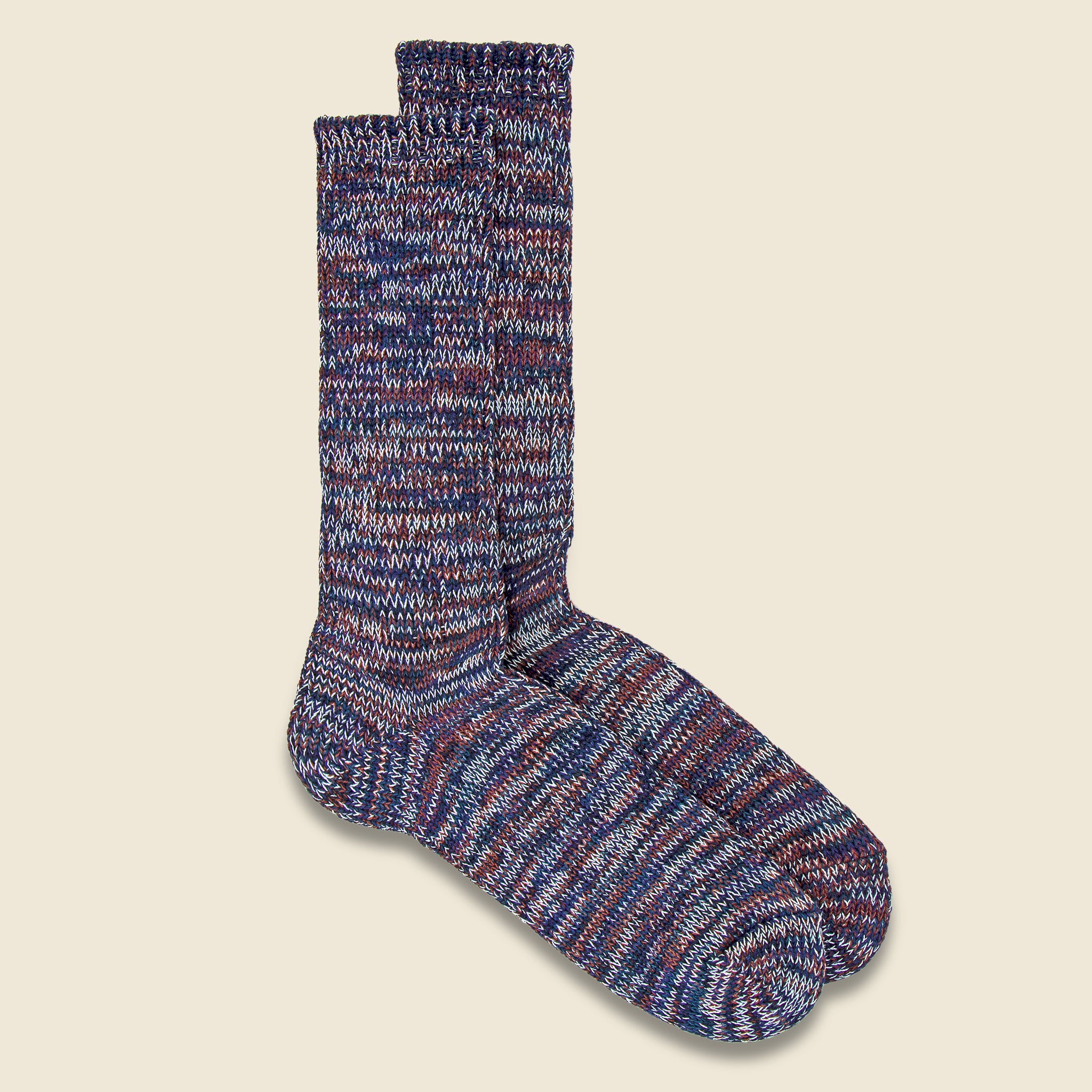 5 Color Mix Crew Sock - Navy