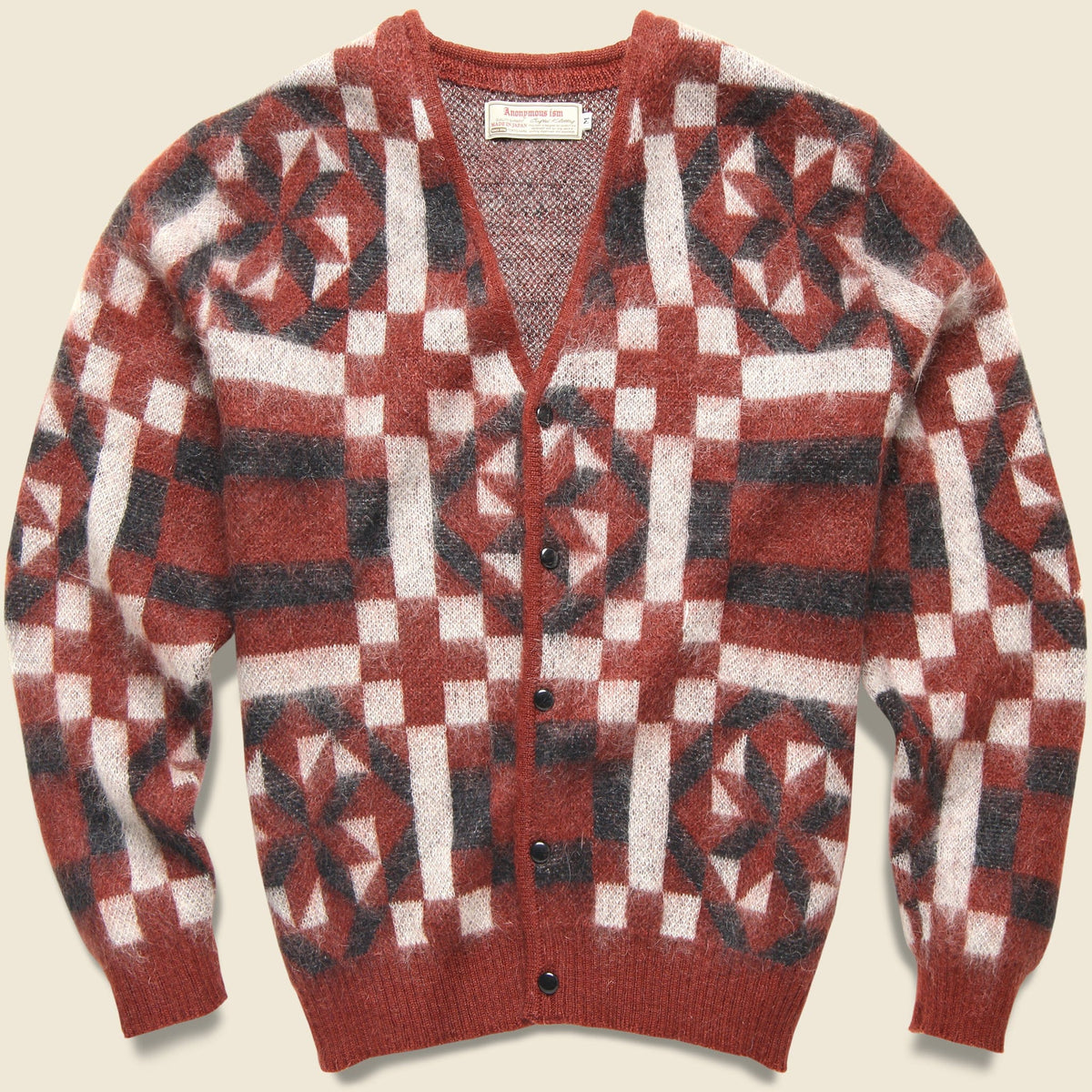 Vintage Quilt Mohair Cardigan - Red