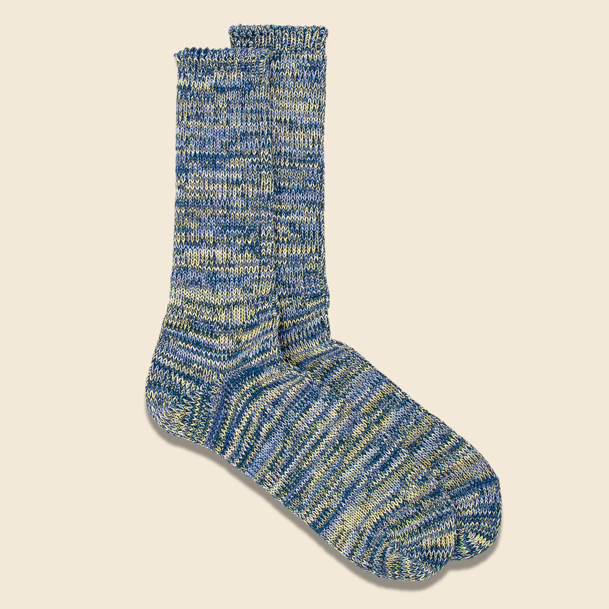 5 Color Mix Crew Sock - Indigo