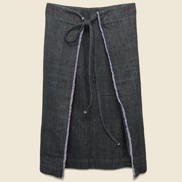 Selvedge Denim Wrap Skirt - Black