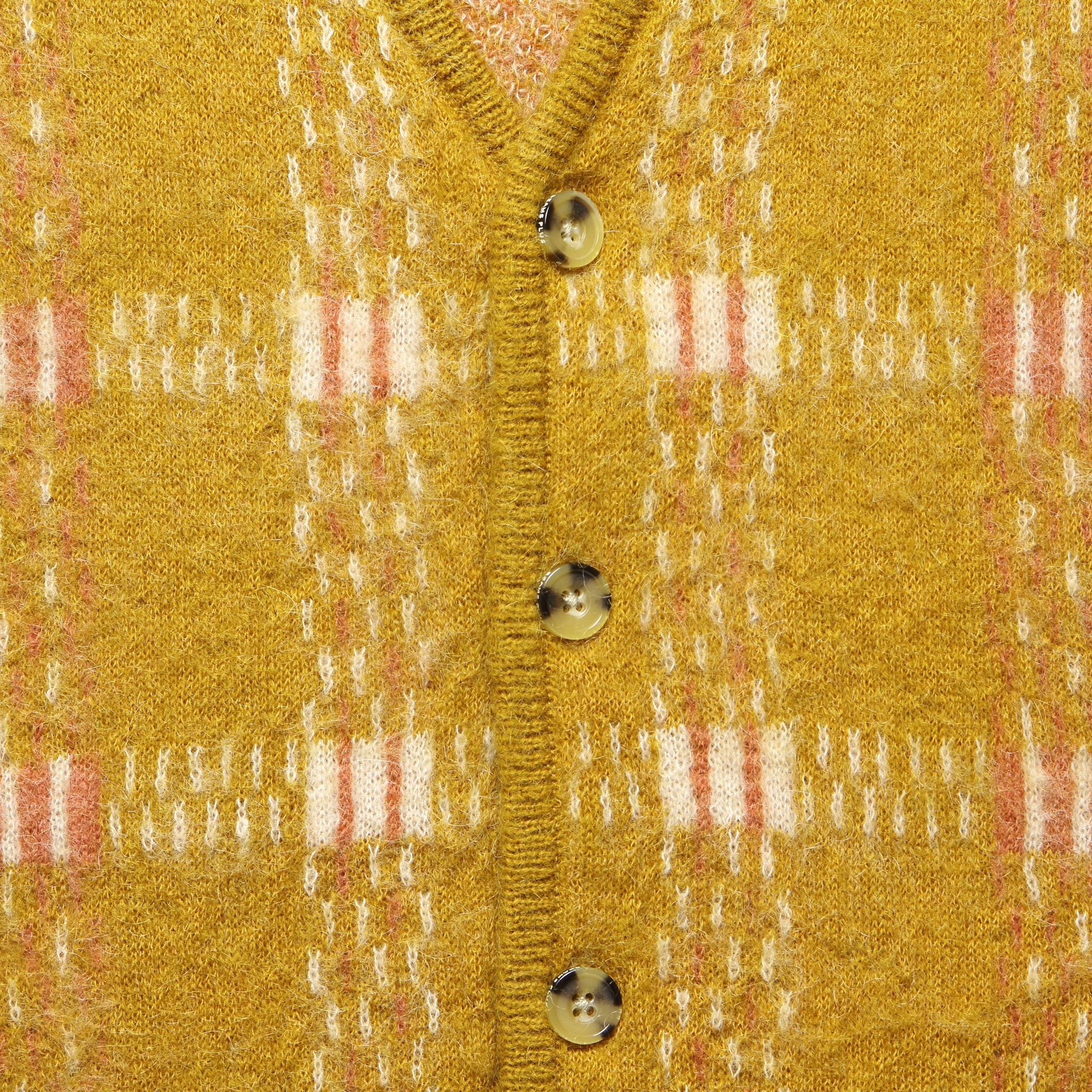 Check Pattern Mohair Cardigan - Mustard - BEAMS+ - STAG Provisions - Tops - Sweater