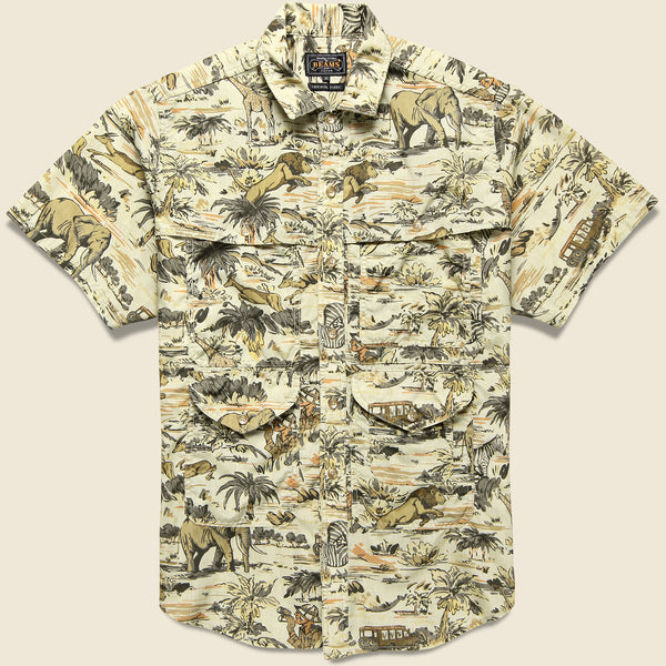 Men's Safari Shirt with Two Button Flap pockets and Button Down Collars  100% Cotton in Short Sleeves by Tag Safari