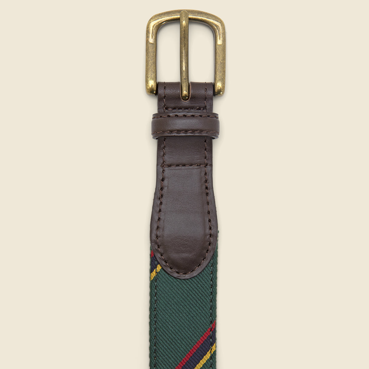 Leather Tab Ribbon Belt - Green