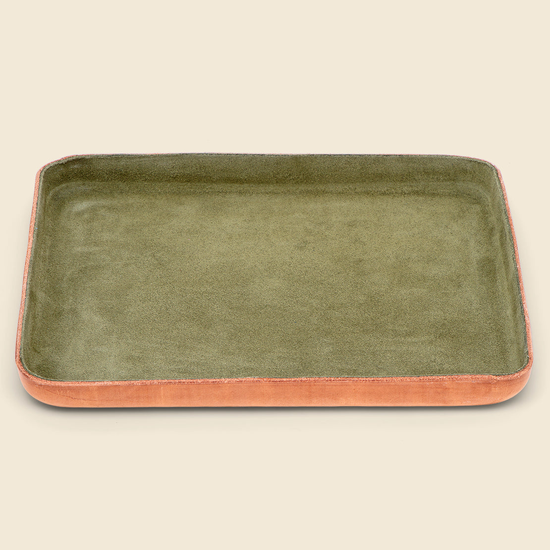 Home Large Suede Tray - Olive
