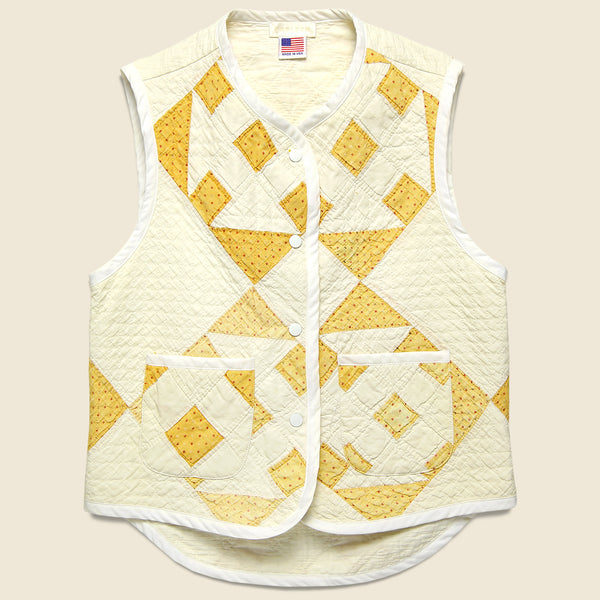 Quilt Vest - Natural/Yellow