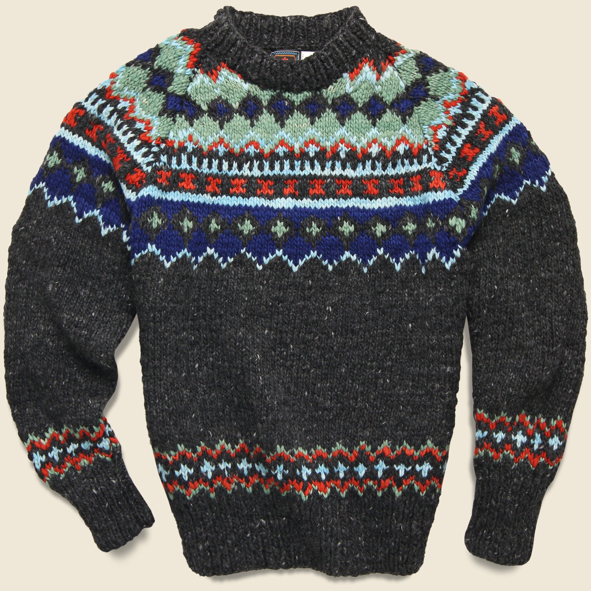 Fair Isle #3 Crewneck Pullover Sweater Ox Grey