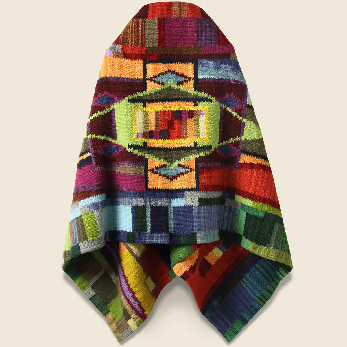 Merino Wool Blanket Poncho Diamond Sampler