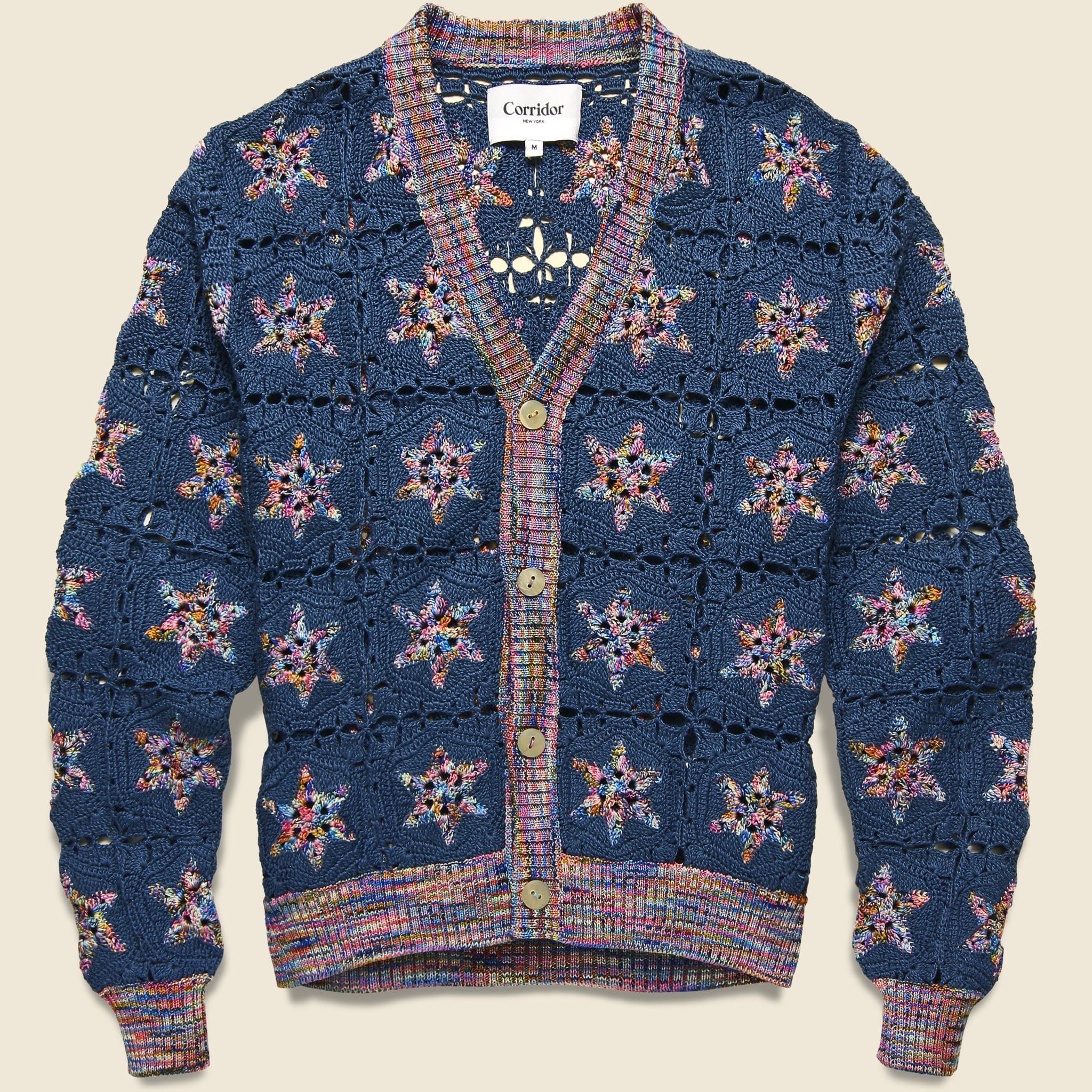 Star Crochet Cardigan Blue - Main Image