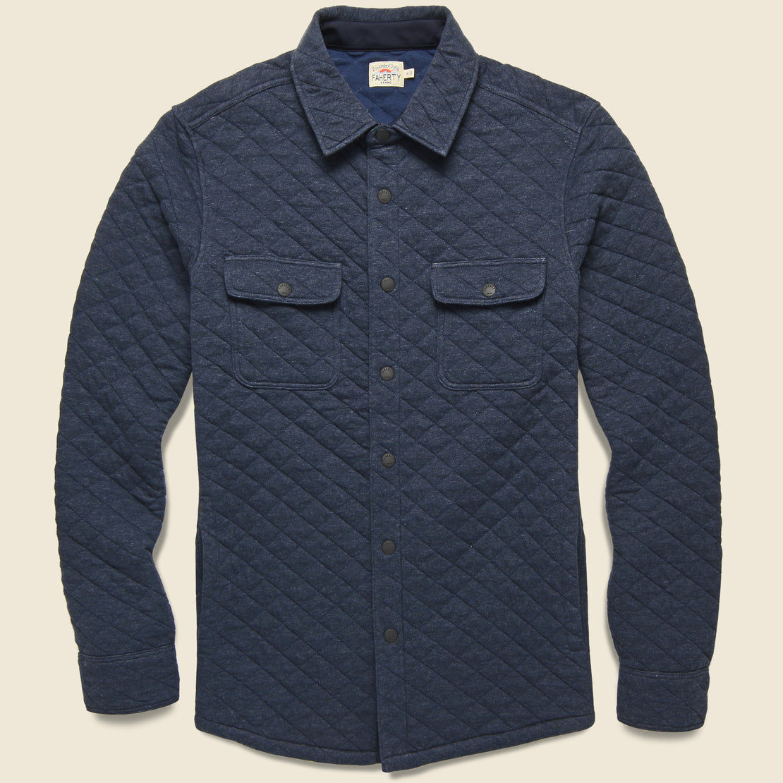 Faherty Epic Quilted Fleece CPO - Navy Melange