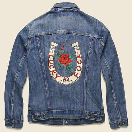 Levi's Denim Trucker - Lucky as Fuck - Size Large