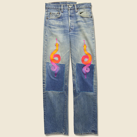 Rainbow Snake Levi's 501 Jean - Pink/Blue