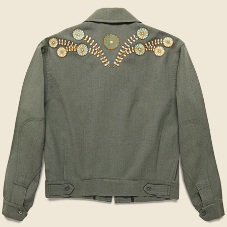 Squash Blossom Military Cropped Jacket - Sage Green