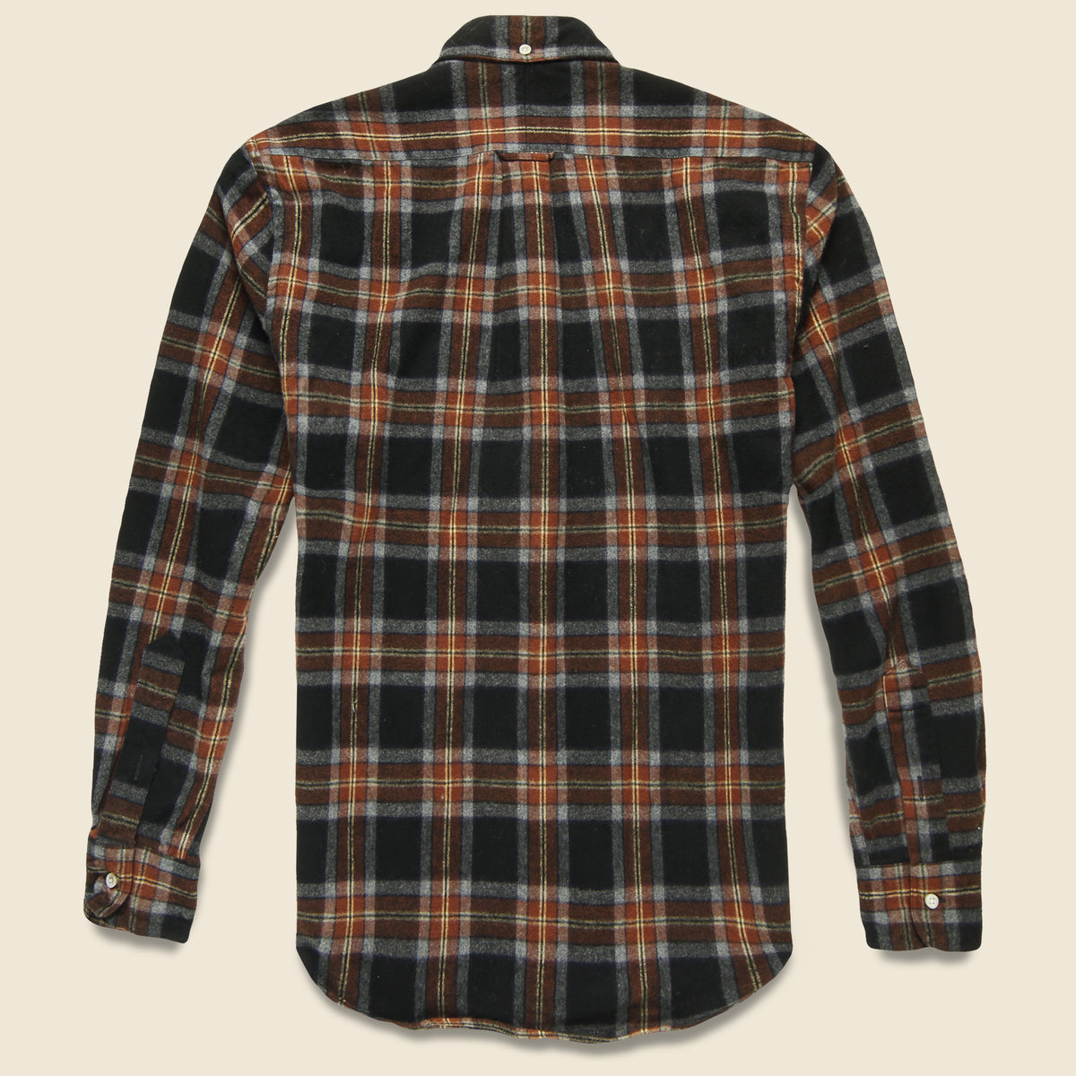 Shaggy Brushed Flannel Oxford Shirt - Rust/Black
