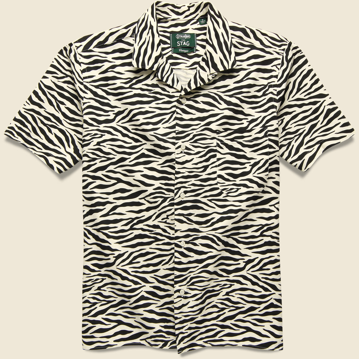 Elegant Satin Collar Zebra Print Shirt