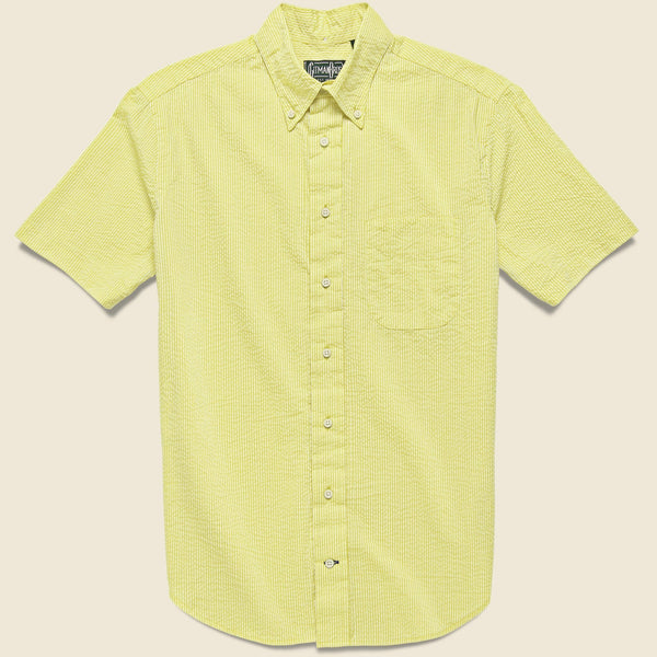 Orvis men's XL, yellow seersucker fishing shirt