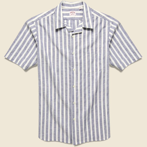 Stripe Chambray Camp Shirt - Blue/White