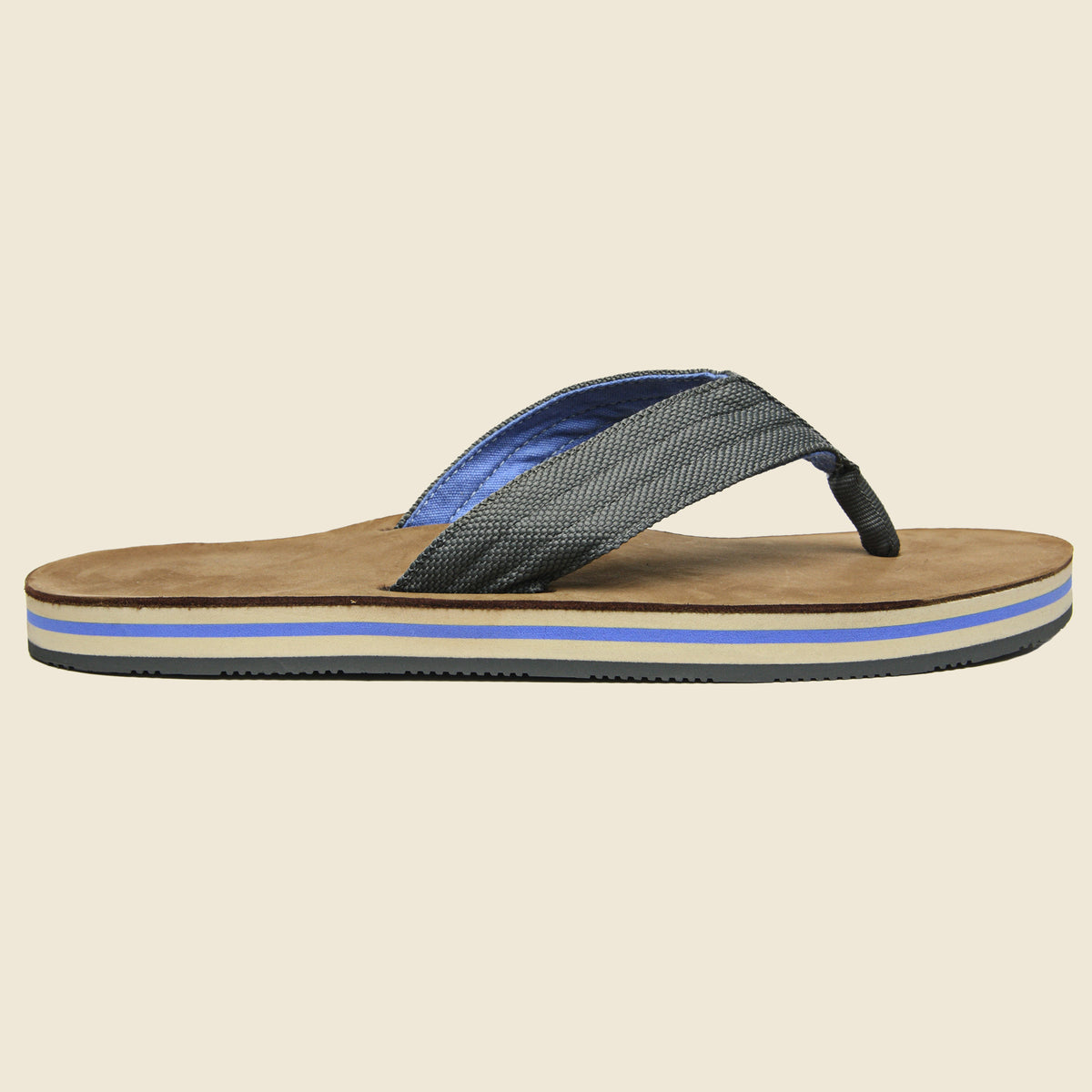 Hari Mari Flip Flops Men\'s Size 10 Brown Blue Stripe Memory Foam Toe Thong Sanda Amazon.com | Hari Mari- Fields- Men main image 3
