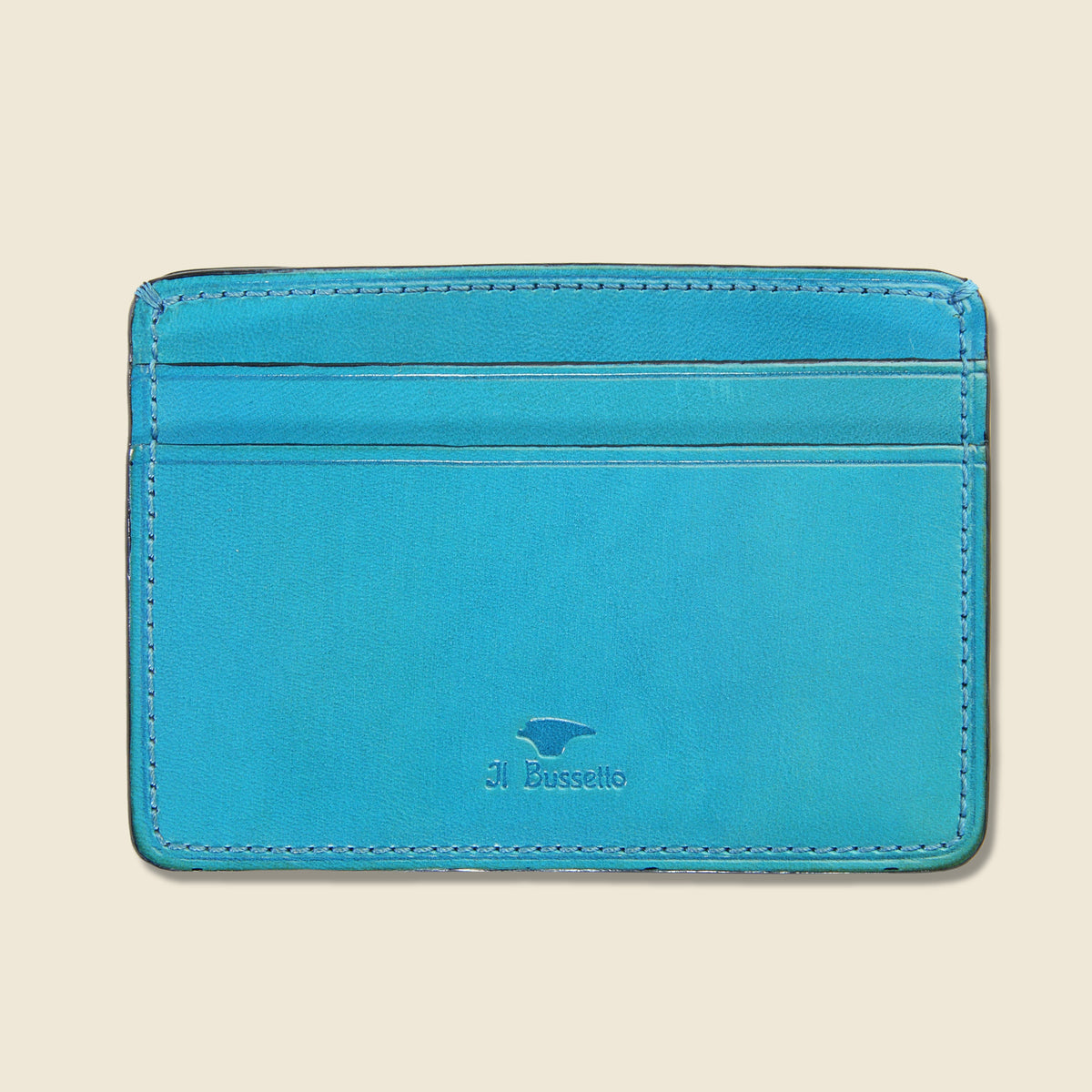 Italian Leather Slim Card Holder - Blue