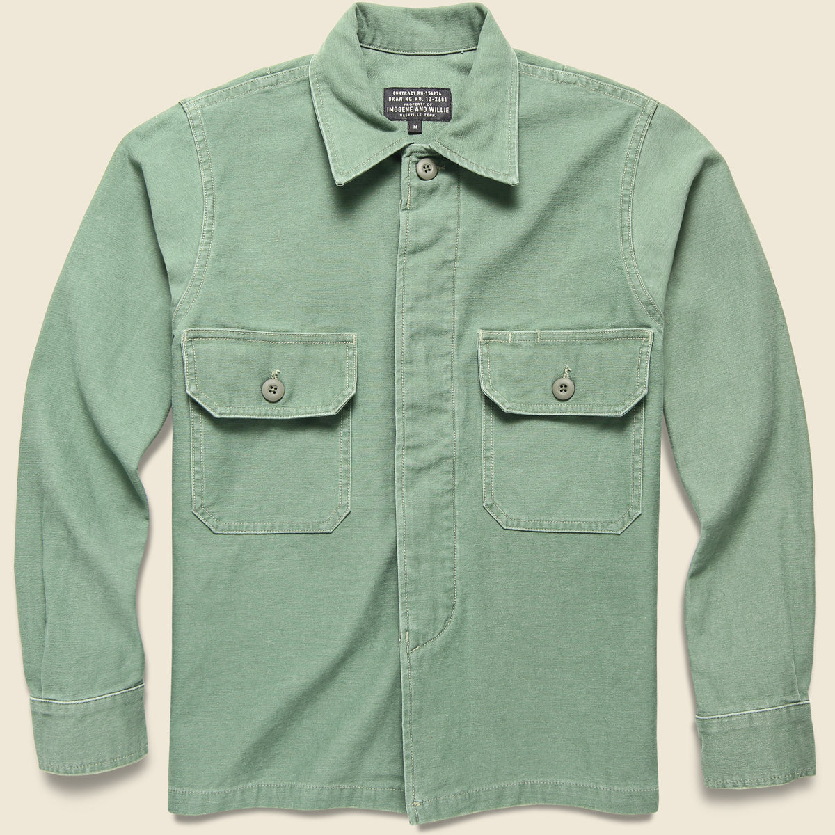 8045-W76 - Fatigue Shirt Melton Wool - Army Green