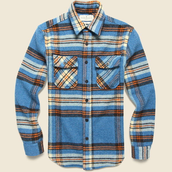 Hall CPO Plaid Wool Overshirt- Teal/Orange