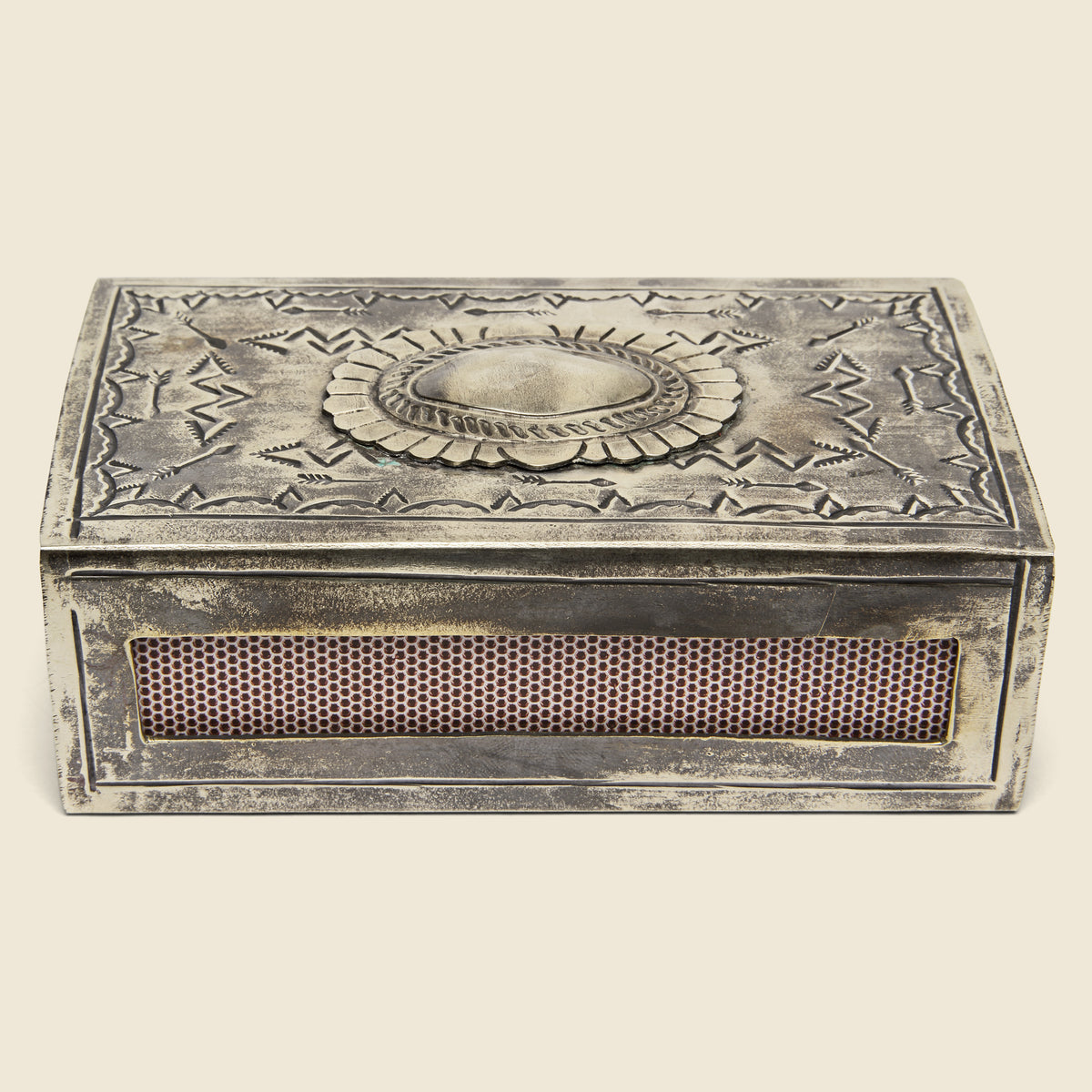 Large Stamped Matchbox Cover - Silver