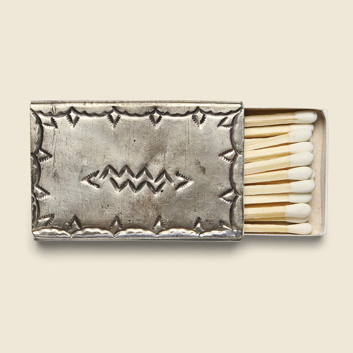 Small Stamped Silver Matchbox Cover