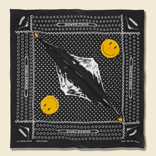 Kapital バンダナ　スマイル（鏡富士PROFILE RAINBOWY） Kapital Mt.Fuji Smiley Bandana - Black – Cotton Sheep