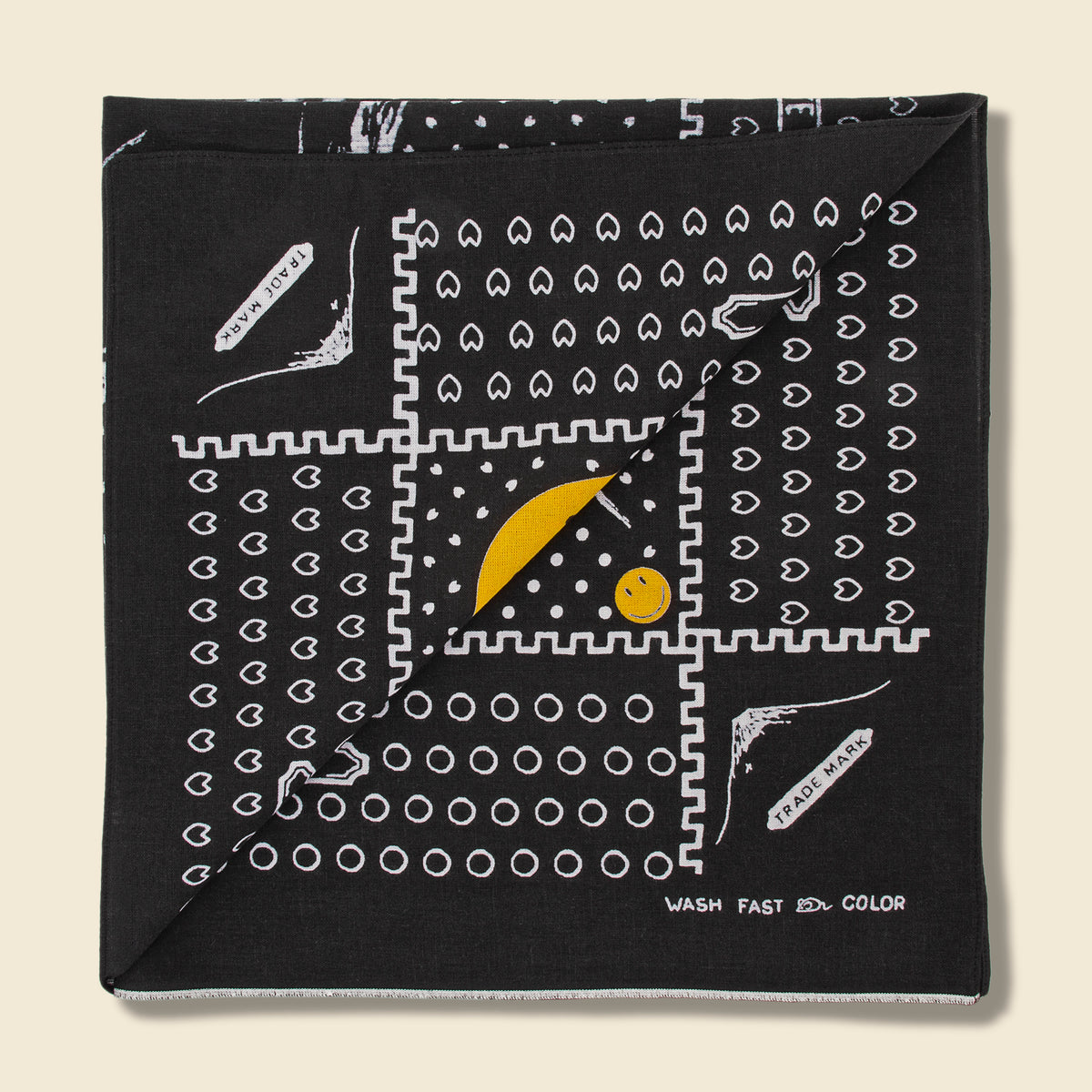 Kapital バンダナ　スマイル（鏡富士PROFILE RAINBOWY） Kapital Mt.Fuji Smiley Bandana - Black – Cotton Sheep
