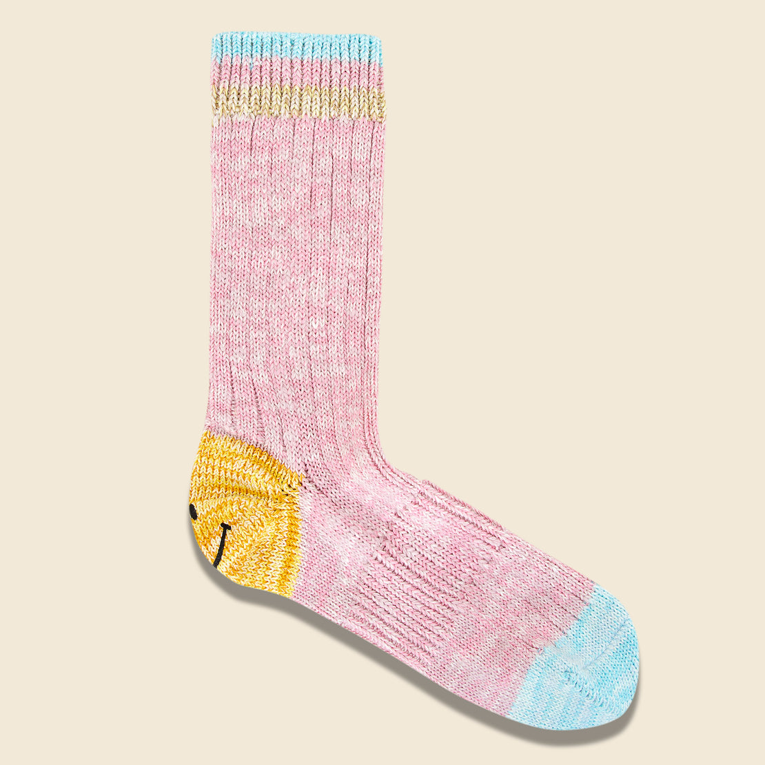 Kapital 64 Yarns Ivy Rib Heel Smile Socks - Pink Stripe