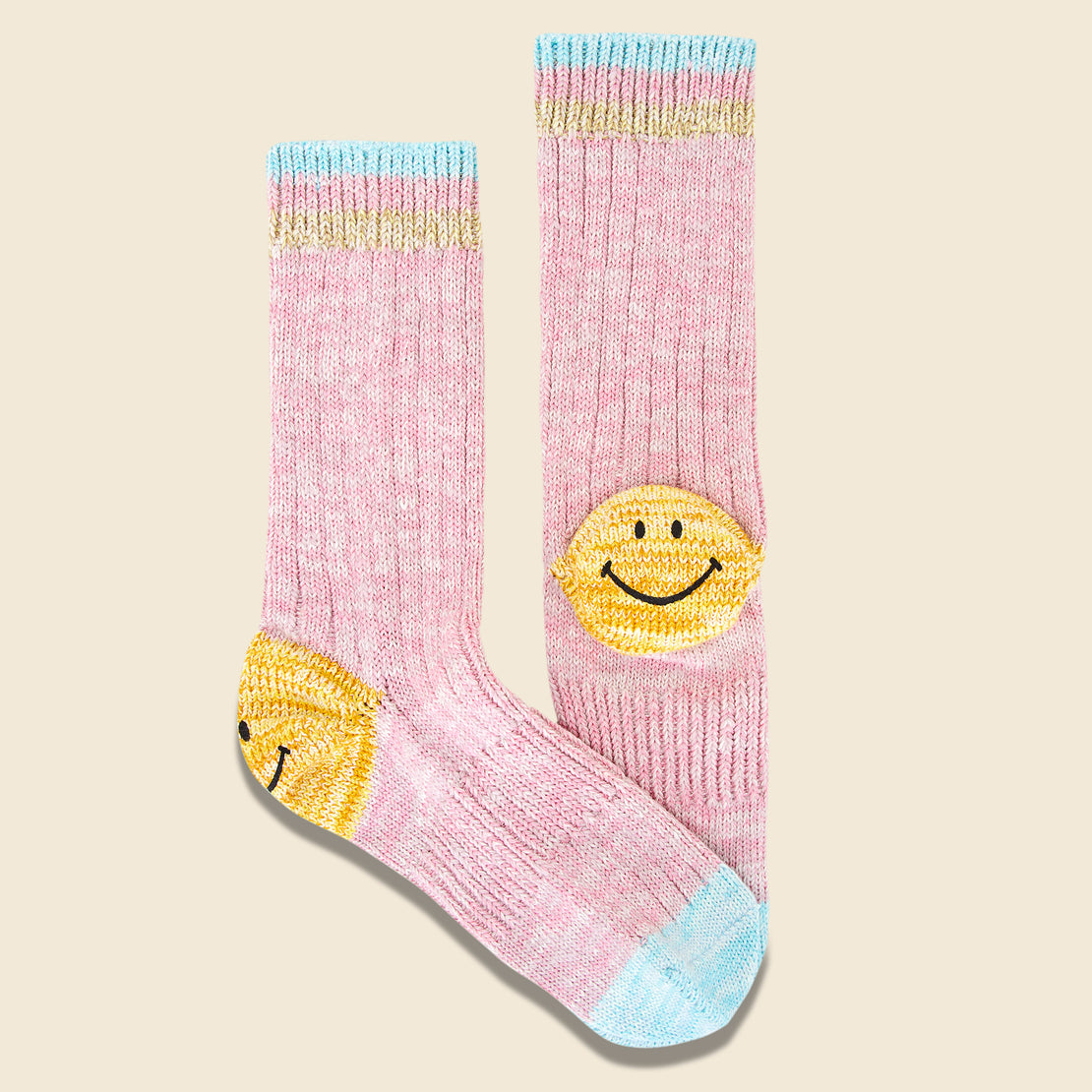 64 Yarns Ivy Rib Heel Smile Socks - Pink Stripe - Kapital - STAG Provisions - W - Accessories - Socks