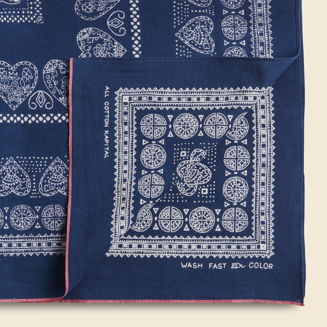 Henna Cube Selvedge Bandana - Navy - Kapital - STAG Provisions - W - Accessories - Scarf