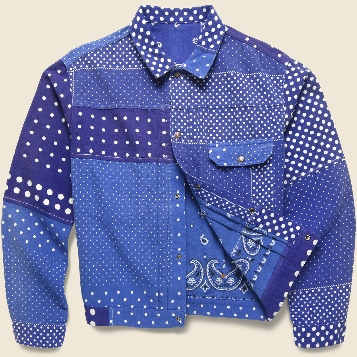 Flannel Polka Dot x Bandana Reversible Jacket - Blue