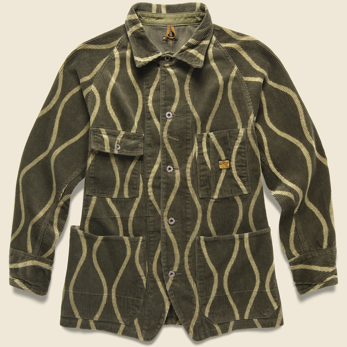 Corduroy DRUNK STRIPE CACTUS Coverall - Khaki