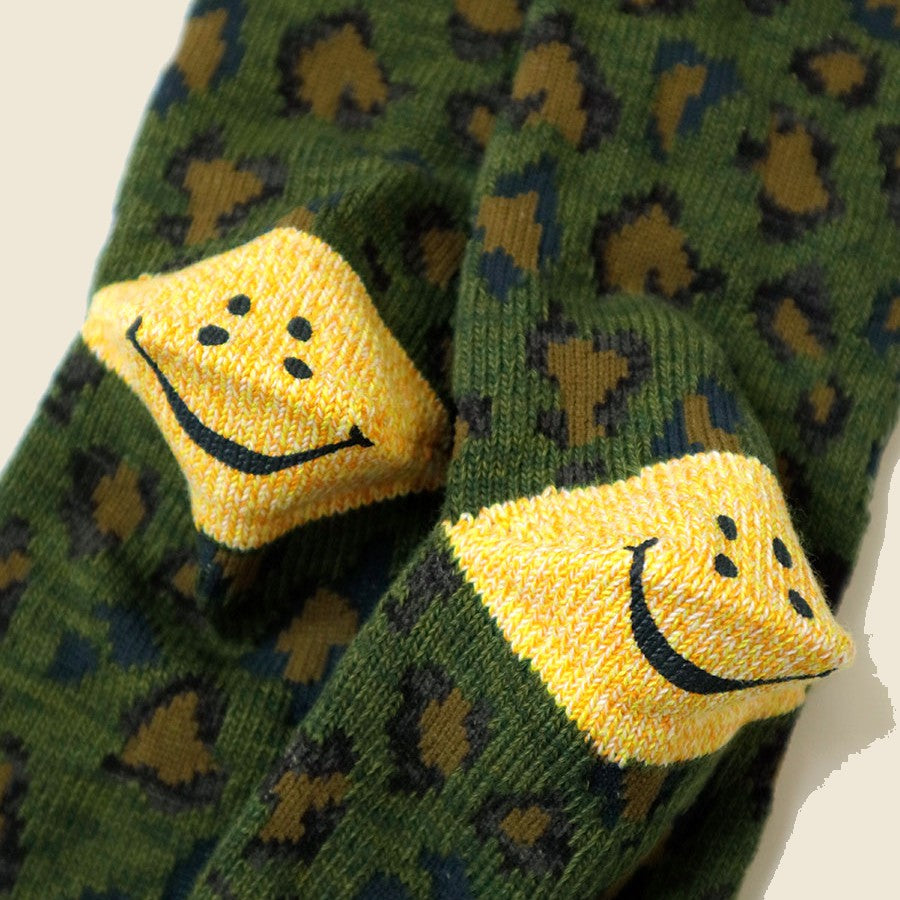 84 Yarns RAINBOWY HAPPY HEEL Leopard Socks - Green - Kapital - STAG Provisions - W - Accessories - Socks