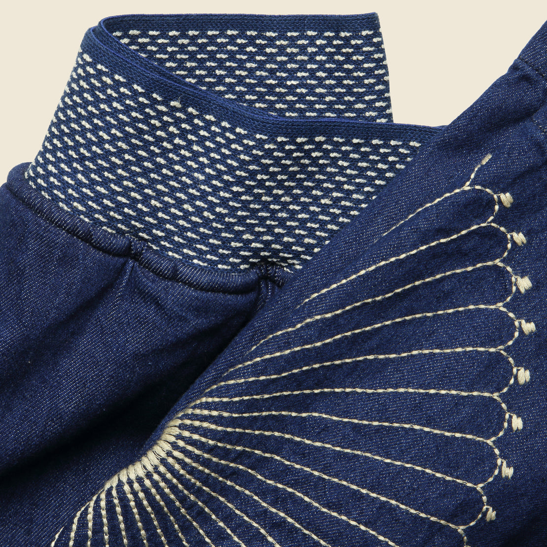 8oz Denim Makanai Furishiki Embroidery Wrap Pants - Indigo - Kapital - STAG Provisions - W - Pants - Lounge