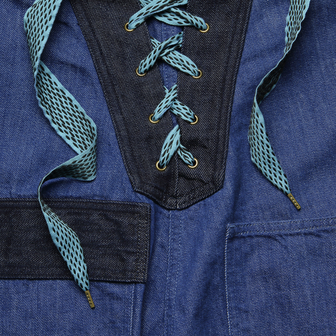 11.5oz Denim Lace-up Lobster Man Slopette Overalls - Indigo - Kapital - STAG Provisions - W - Onepiece - Overalls