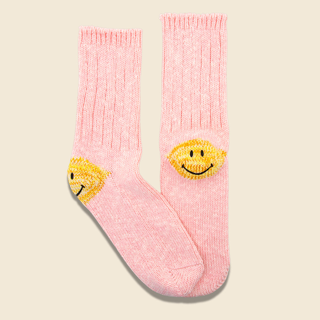 56 Yarns Rib Heel Smile Socks - Pink - Kapital - STAG Provisions - W - Accessories - Socks