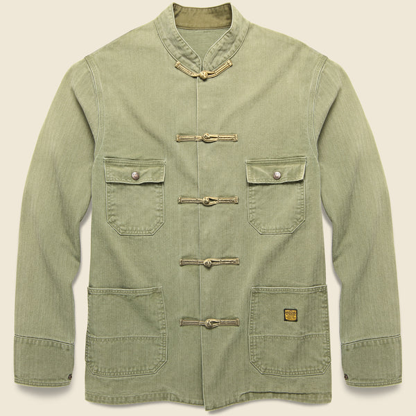 Herringbone Cotton KUNG FU Coverall Jacket - Khaki