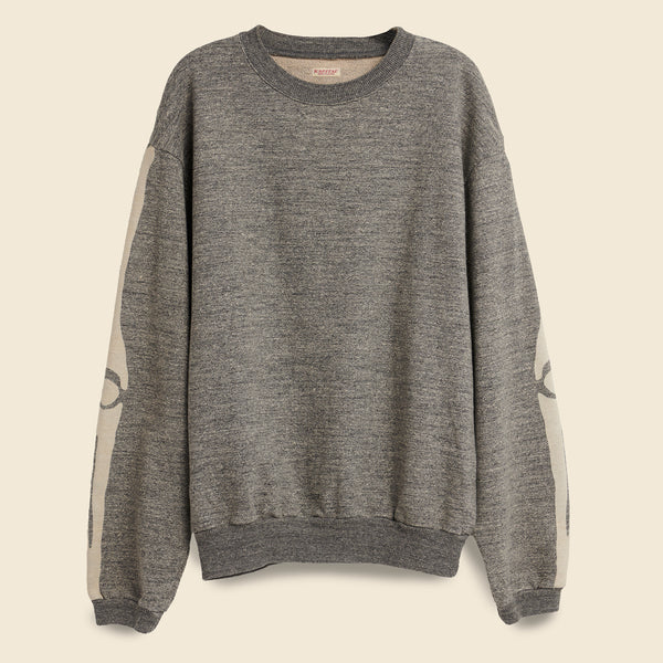 Grandrelle Fleece Knit BIG Crew Bone Sweatshirt - Charcoal