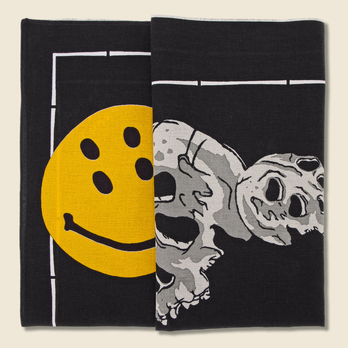 Rain Skull Selvedge Bandana - Black