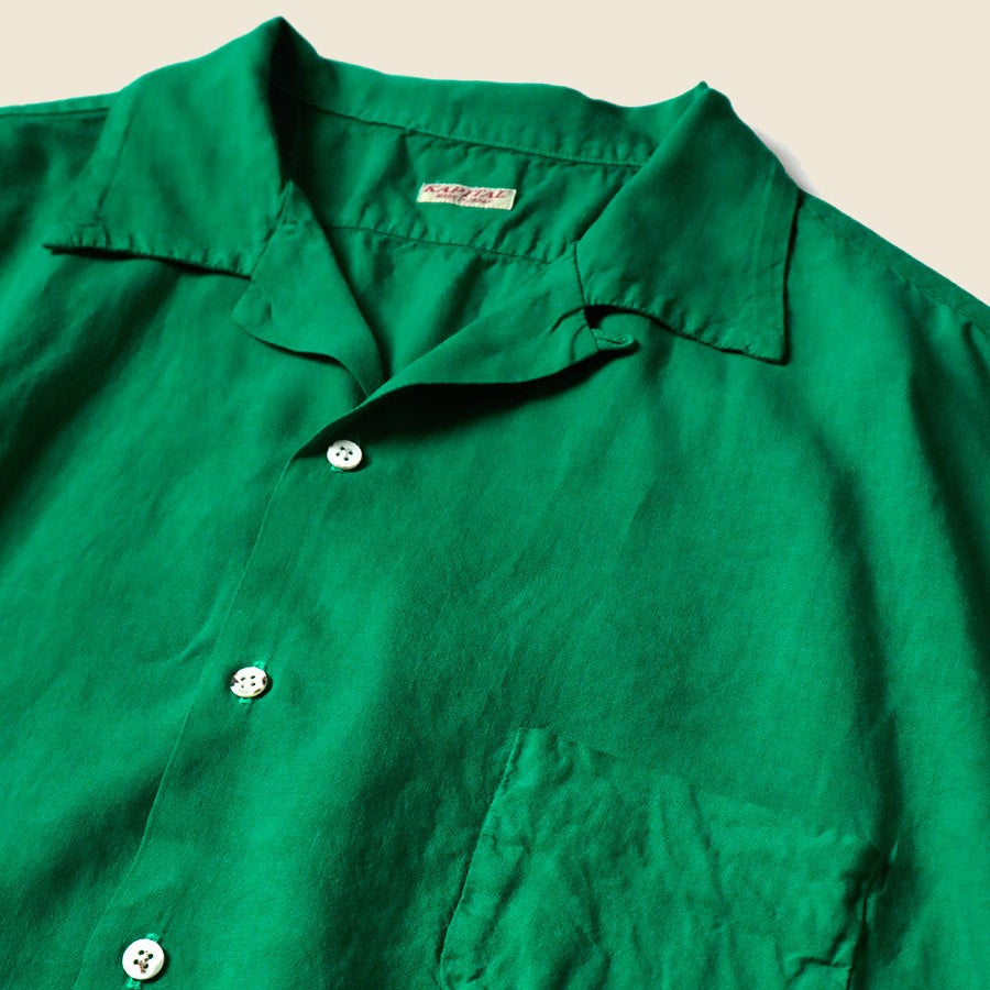 Soft Linen Open Collar BIG Shirt - Green - Kapital - STAG Provisions - W - Tops - S/S Woven